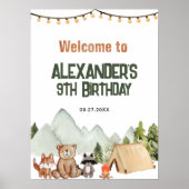 Modern Woodland Happy Camper Camping Kindergeburts Poster (Vorne)