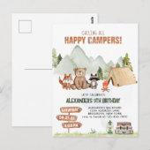 Modern Woodland Happy Camper Camping Kindergeburts Postkarte (Vorne/Hinten)