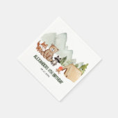 Modern Woodland Happy Camper Camping Kindergeburts Serviette (Ecke)