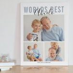 Modern World Best Abuelo 3 Foto Plaque Fotoplatte<br><div class="desc">Ein modernes Foto-Collage Geburtstag,  Weihnachten,  Vatertag,  besondere Feier Geschenk,  mit 3 Fotos,  und bearbeitbaren Text,  perfekt für Vater,  Opa,  Mama,  Oma oder andere Verwandte. Schriftart,  Größe und Hintergrundfarbe können durch Anklicken des Buttons nach der Personalisierung verändert werden.</div>