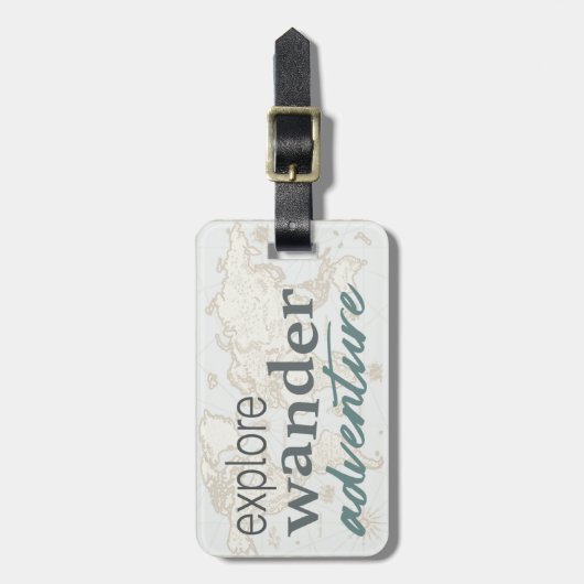 Modern World Map Travel Adventure Typografy Gepäckanhänger (Vorderseite vertikal)