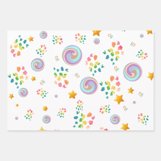 Modern Wrapping Paper Flat Sheet Set of 3 Geschenkpapier Set (Vorderseite 3)