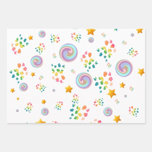 Modern Wrapping Paper Flat Sheet Set of 3 Geschenkpapier Set (Vorderseite 2)