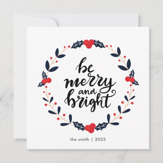 Modern Wreath Berry Sei froh und hell Weihnachten (Vorderseite)