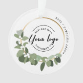 Modern Wreath Happy Holidays Ihre Logowerbung Ornament (Vorderseite)