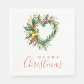 Modern Wreath Heart-Shape Merry Christmas Script Serviette (Vorderseite)