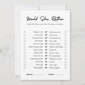 Modern würde sie eher Brautparty Game Card Einladung (Vorderseite)