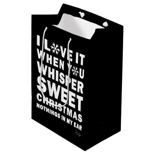 Modern Xmas Black & White Gift Bag | Sweet Xmas Mittlere Geschenktüte (Vorderseite Schrägansicht)