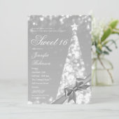 Modern Xmas Tree Ribbon Sweet 16 Birthday Party Einladung (Stehend Vorderseite)