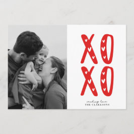 Modern XOXO Red Valentine’s Day Photo Card Einladung