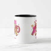 Modern XOXO Valentines Day Custom Name Tasse (Zentrum)