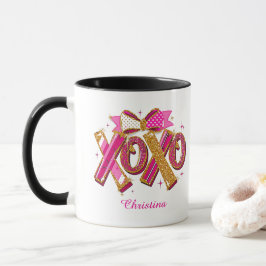 Modern XOXO Valentines Day Custom Name  Tasse