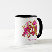 Modern XOXO Valentines Day Custom Name Tasse (VorderseiteRechts)