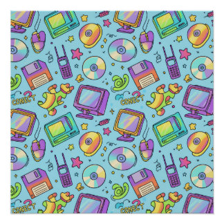 Modern Y2K Retro Tech Aesthetic Art Poster