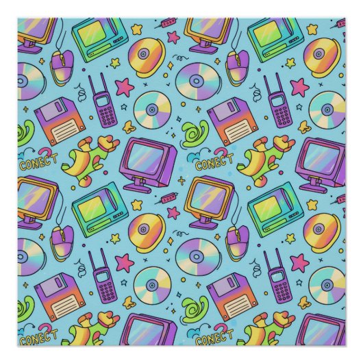 Modern Y2K Retro Tech Aesthetic Art Poster (Vorderseite)