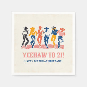 Modern Yeehaw Cowgirl 21. Geburtstag Party Serviette