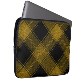 Modern Yellow and Black Buffalo Plaid Laptop Sleev Laptopschutzhülle