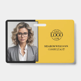 Modern Yellow and Black Company Employee Photo Ausweis