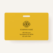 Modern Yellow and Black Company Employee Photo Ausweis (Rückseite)