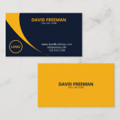 Modern Yellow and Blue Construction Company Logo Visitenkarte (Vorne/Hinten)