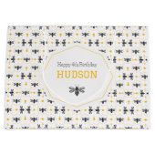 Modern Yellow Bee Honeycomb Kinder Sommer Geburtst Große Geschenktüte (Vorderseite)