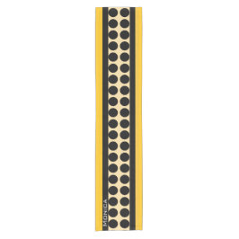 Modern yellow  beige &black dots monogram name kurzer tischläufer