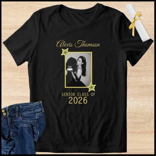 Modern Yellow & Black 1 Photo Class Of 2026 Tri-Blend Shirt