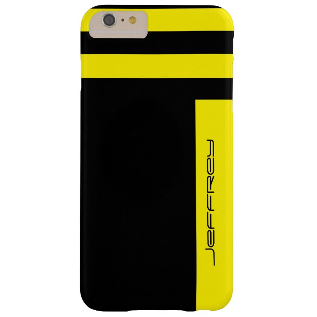 Modern Yellow & Black Two Way Stripe, Custom Name Case-Mate iPhone Hülle (Rückseite)