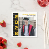 Modern Yellow Black  White Photo Graduation Party Serviette (Beispiel)
