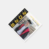 Modern Yellow Black  White Photo Graduation Party Serviette (Ecke)