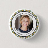 Modern Yellow & Blue Floral Forever in our Hearts Button (Vorderseite)