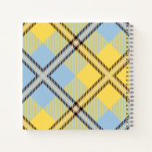 Modern Yellow Blue Kariert Tartan Leder Monogramm Notizblock (Rückseite)