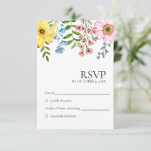 Modern Yellow Blue Pink Spring Floral Wedding
