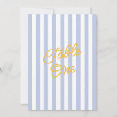  Modern Yellow & Blue Striped Wedding Table Number Einladung (Rückseite)