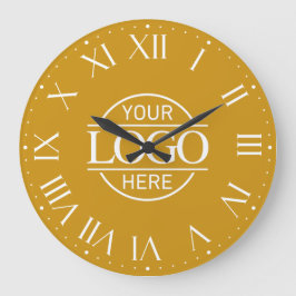 Modern Yellow Branded Company Business Logo Custom Große Wanduhr