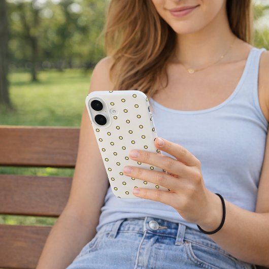 Modern Yellow Circle Dot Black Outline Pattern Case-Mate iPhone Hülle