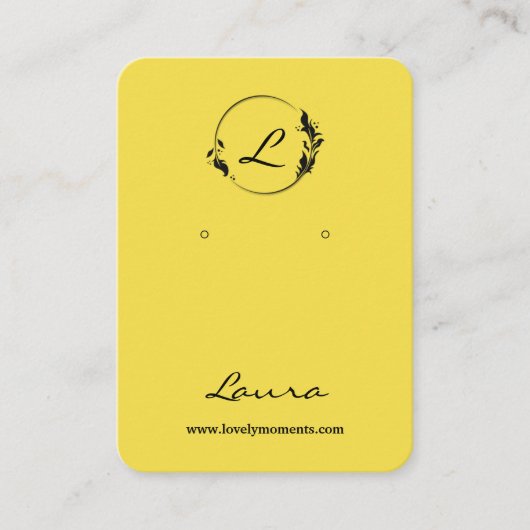 Modern Yellow Earring Display Card Visitenkarte (Vorderseite)