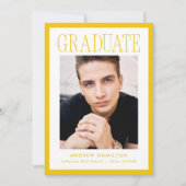 Modern Yellow Frame 2 Photo Graduation Ankündigung (Vorderseite)