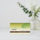Modern Yellow Gradient Palm Leaf Logo und Foto Visitenkarte (Stehend Vorderseite)