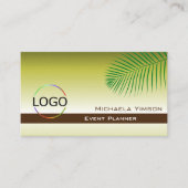Modern Yellow Gradient Palm Leaf Logo und Foto Visitenkarte (Vorderseite)