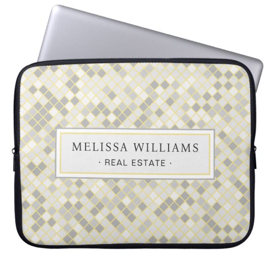Modern Yellow & Gray Geometric Business Laptopschutzhülle (Vorderseite)