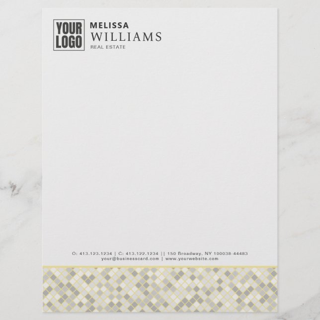 Modern Yellow & Gray Geometric Business Letterhead Briefbogen (Vorderseite)