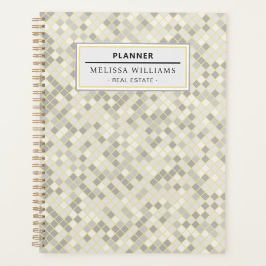 Modern Yellow & Gray Geometric Professional Planer (Vorderseite)