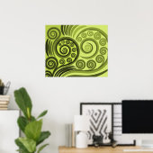 Modern Yellow-Green Fern Curls Poster (Heimbüro)