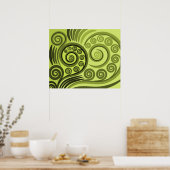 Modern Yellow-Green Fern Curls Poster (Küche)