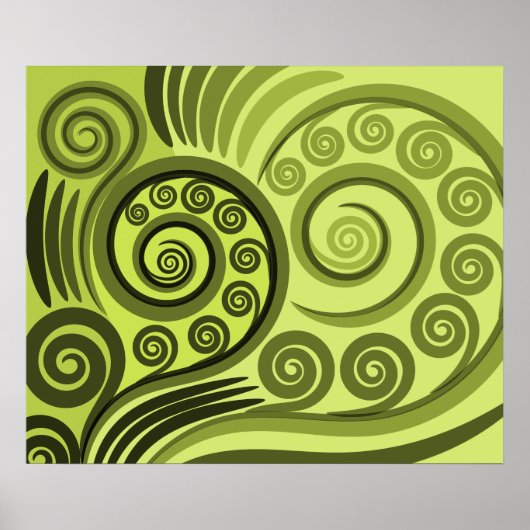 Modern Yellow-Green Fern Curls Poster (Vorne)