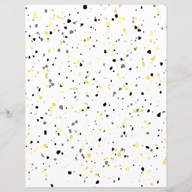 Modern Yellow Grey Tiny Terrazzo Scrapbook Paper (Vorderseite)