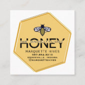 Modern Yellow Hexagon Gold Border Honey Apiary Quadratische Visitenkarte (Vorderseite)