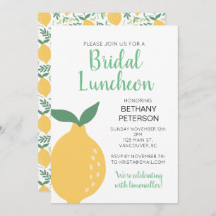 Modern Yellow Lemon Bridal Luncheon Einladung