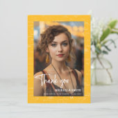 Modern Yellow Math Script Photo Graduation  Dankeskarte (Stehend Vorderseite)